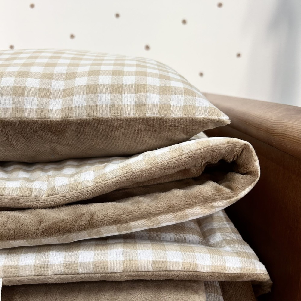 Poduszka beżowa kratka 