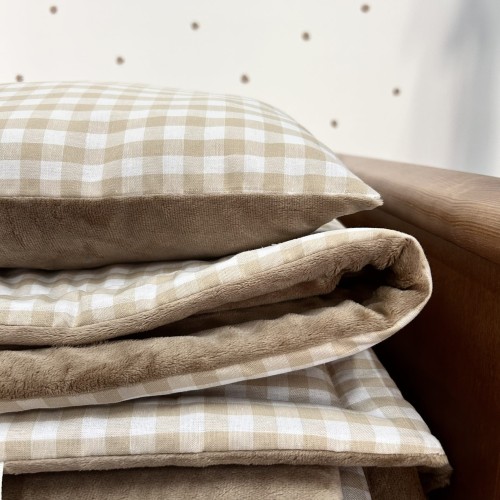 Poduszka beżowa kratka 