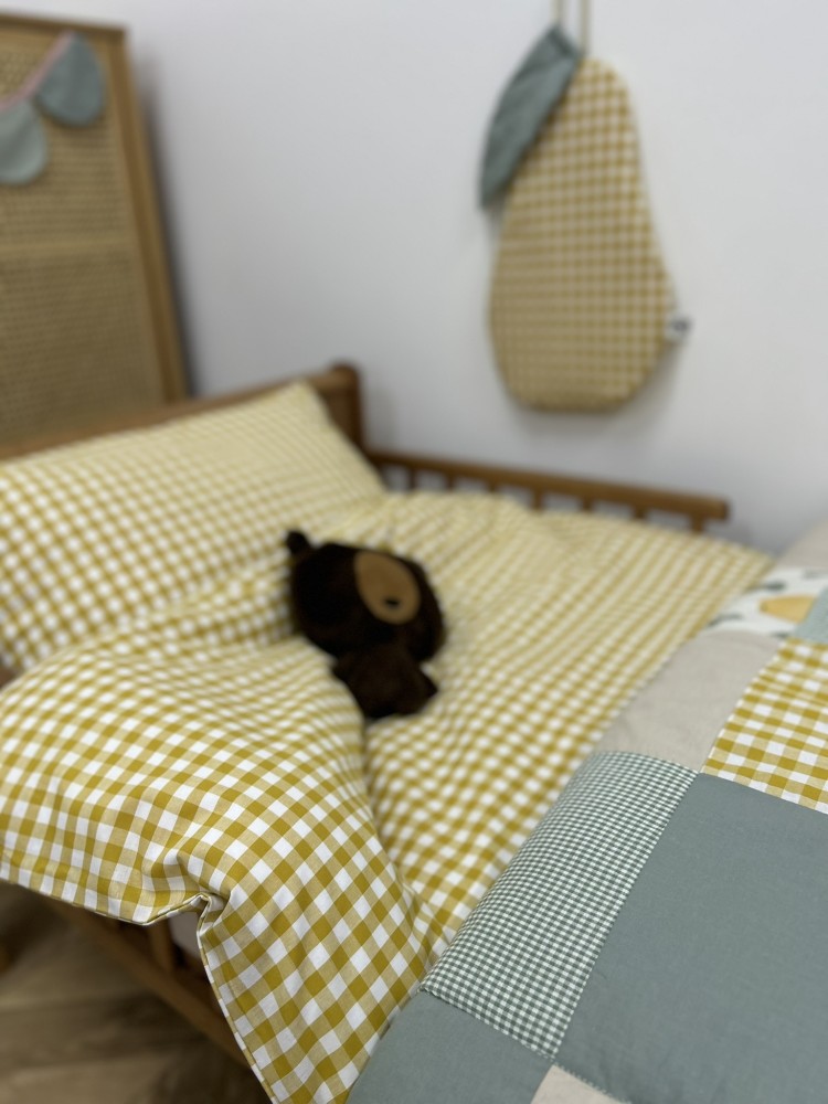 pościel dziecięca bawełniana w miodową kratkę