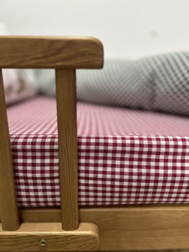 Prześcieradło dziecięce kratka bordo 140x70